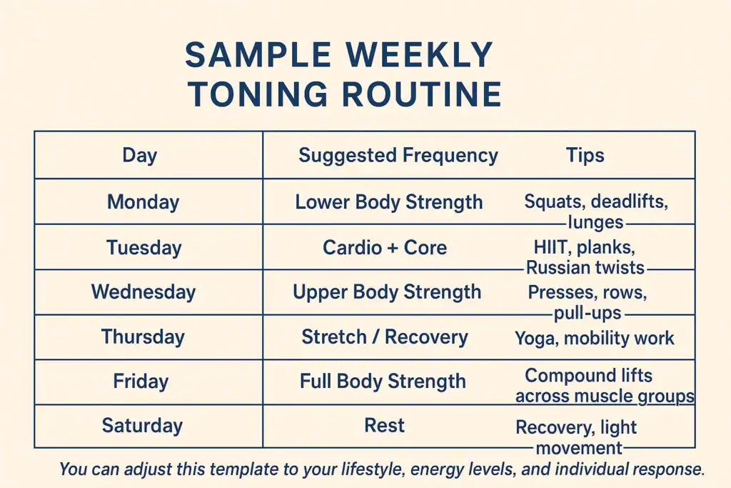 Achieving the Perfect Tone: How Often Should You Exercise for Results? 4 Weekly exercise Aldridge plan graphic