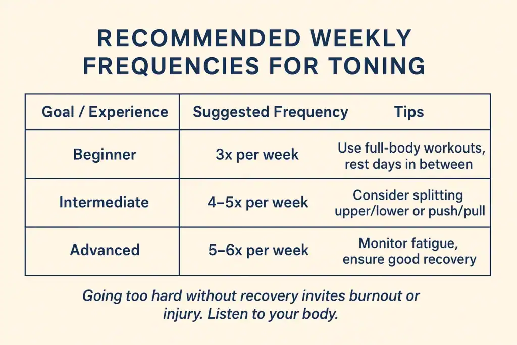 Achieving the Perfect Tone: How Often Should You Exercise for Results? 2 Graphic to show how often you should do exercise to help with toning Aldridge