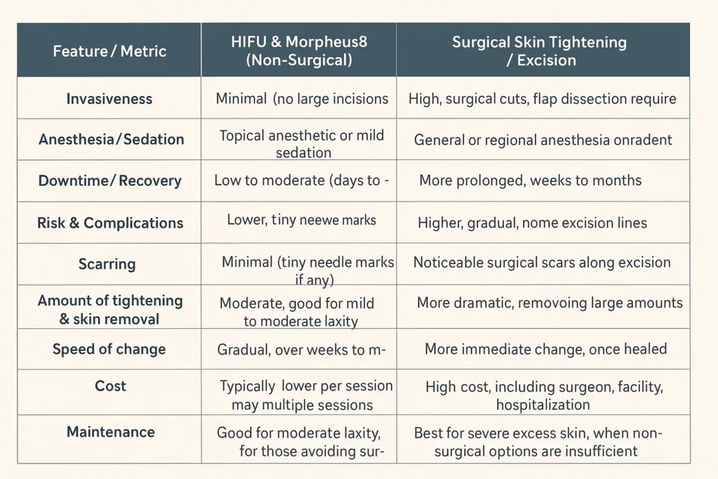The Science of Skin Tightening 2 Table of skin tightening Aldridge benefits compared to surgical options